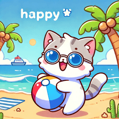 Summer Fun Cat Stickers