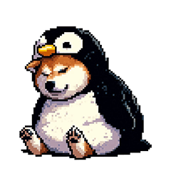 Pixel art penguin fat shiba