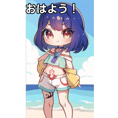 Summer sea and tattoo girls sticker