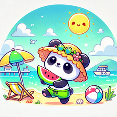 Chibi Panda Enjoying Summer