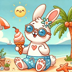 Summer Fun Bunny Stickers