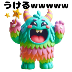 Adorable clay monster in fun daily scene