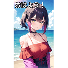 Tattooed girls play on the beach