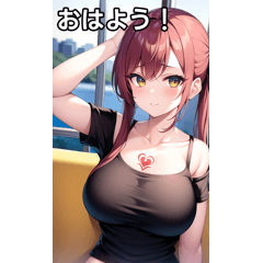 T-shirt girls ride the train