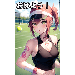tattooed girl plays tennis