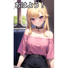 blonde girl rides a train