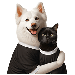 หมาดั๋มและแมวข๋าว (สีดำและขาว)
