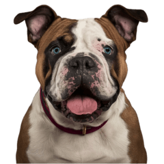 BULLDOG WITH BLUE EYES