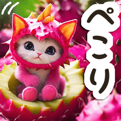 Kitten wearing a Dragon fruit costume