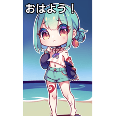 Seaside and colorful tattoo girls