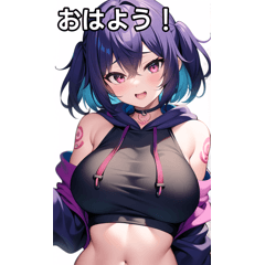 パーカーのタトゥー女子