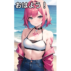 タトゥー女子は海で遊ぶ