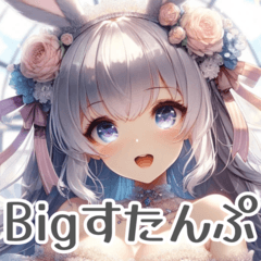 Cute Bunny-Eared Girls Big Stickers 3