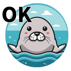 Round sticker of a seal.