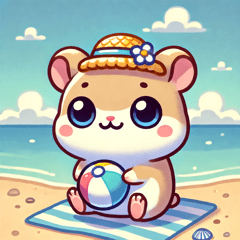 Beach Fun Hamster Stickers