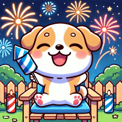 Fireworks with Chibi Dog