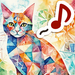 Watercolor mosaic geometric pattern cat2