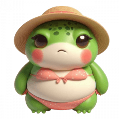 Bikini-wearing frog summer vibes