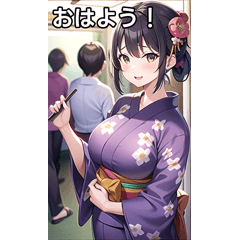 浴衣女子は電車に乗る