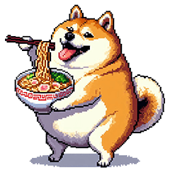 Pixel art love to eat shiba dog