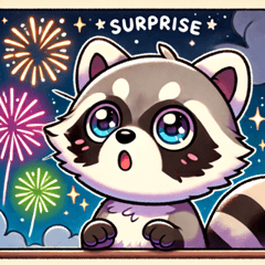 Fireworks Raccoon Stamps