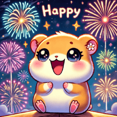 Fireworks Enjoying Chibi Hamster