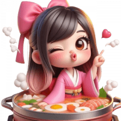 Beautiful Woman Hot Pot Delicious