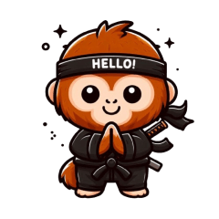 Cute ninja orangutan sticker 001