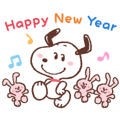 Animated Snoopy New Year's Stickers