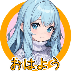 Aquamarine,Long Wavy Hair,Sweater