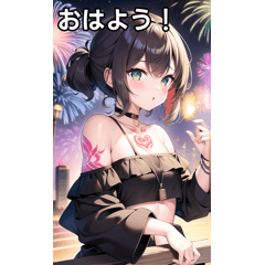 タトゥー女子は花火を見る