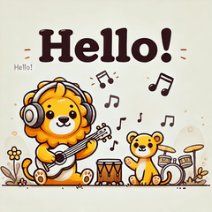 English: Musical Lion Stickers