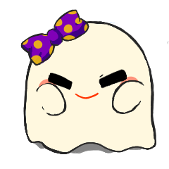 Ghost with purple ribbon