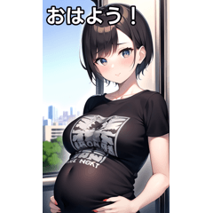 ショートヘア妊婦は電車に乗る