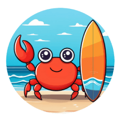 Crab Surfing Sticker