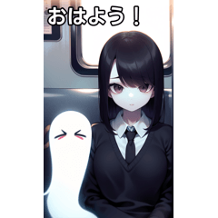 cute ghost rides the train