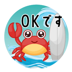 Red Crab Surfing Sticker