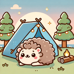 Cute Camping Hedgehogs