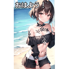 Xタトゥー女子は海で遊ぶ