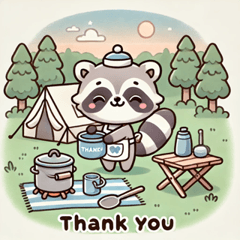 Cute Camping Raccoons