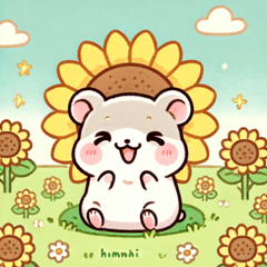 Cute Hamster with Sunflowers