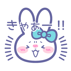 Light blue ribbon rabbit sticker