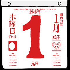 1948年1月の日めくりカレンダーです。