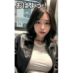 革ジャン女子は電車が大好き