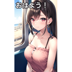 夏服女子は電車に乗る