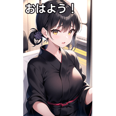 黒浴衣女子は電車に乗る