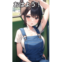 オーバーオール女子は電車に乗る