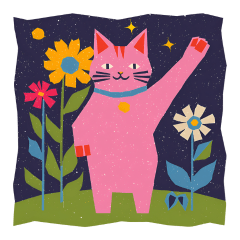 The cats in the flower garden