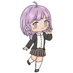 A young purple hair school girl