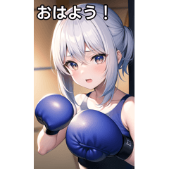 silver-haired boxing girl